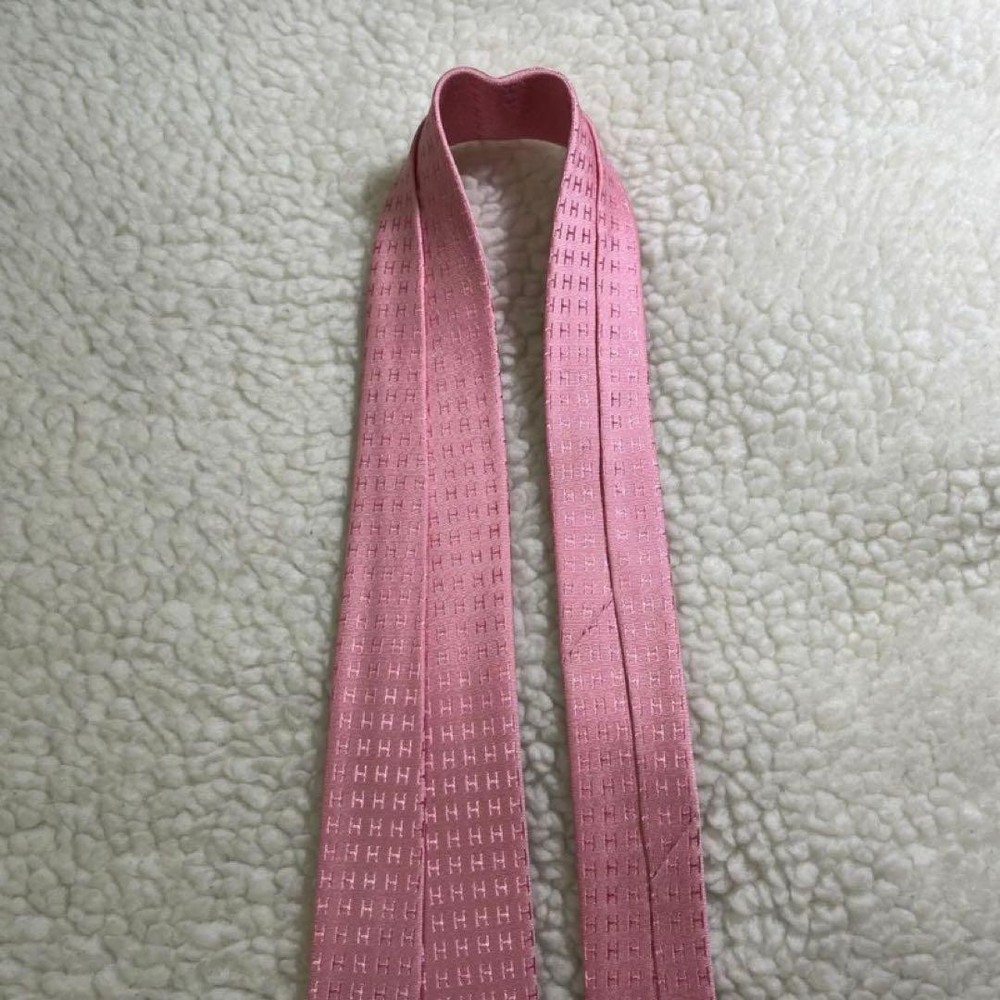 Hermes Pink H Pattern Jacquard Silk Tie Unused