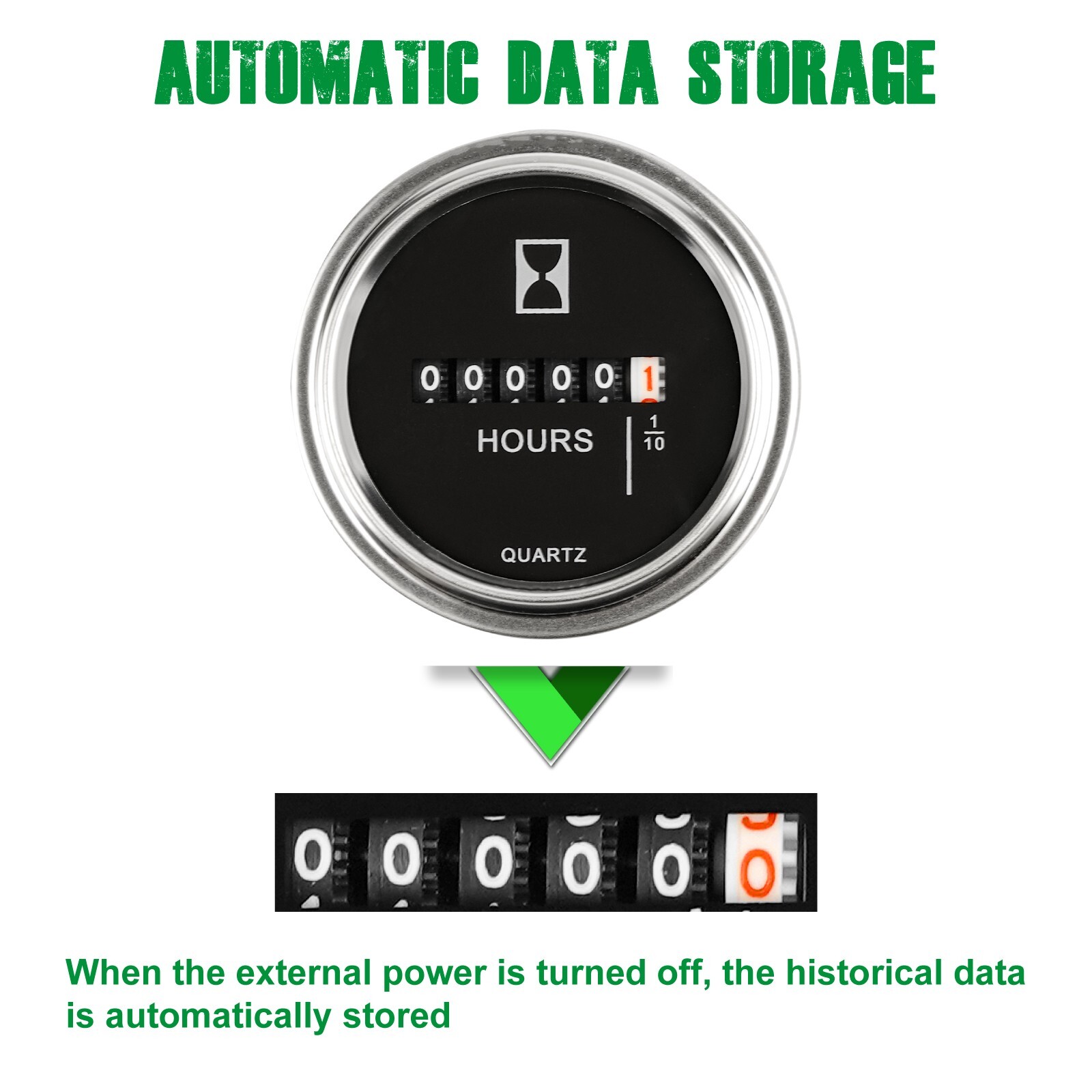 Yooreal 6V - 80V Round Hour Meter For Marine Boat Tractor Engine Waterproof