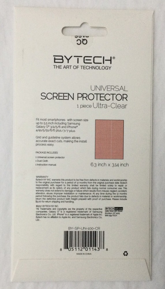 New UNIVERSAL SCREEN PROTECTOR BYTECH Screen Size Up To 5.5” (E12)