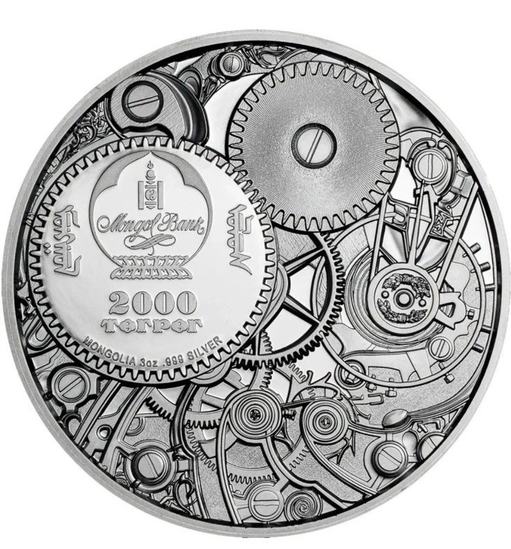 🇺🇸2020 MECHANICAL BEE Clockwork Evolution 3oz Silver Coin 2000 Togrog Mongolia