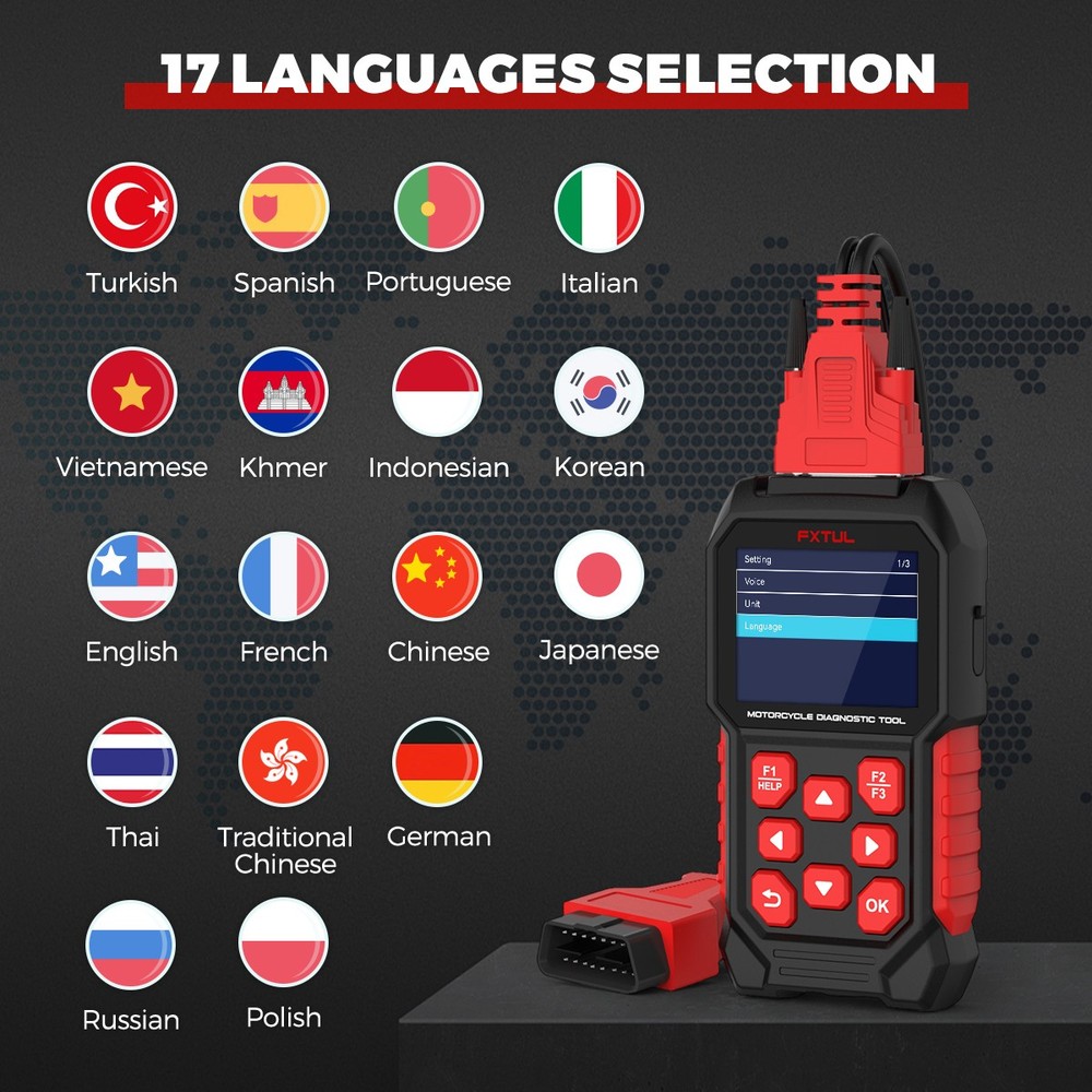 FXTUL M4 Harley Motorcycle Diagnostic Tool OBD2 Full System Code Reader Scanner