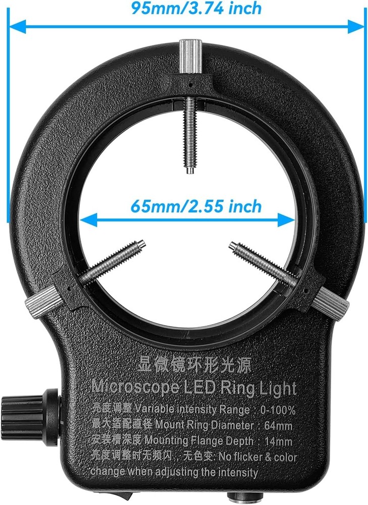 144 64 LED Ring Light Illuminator for Stereo Microscope, White Adjustable Ring L