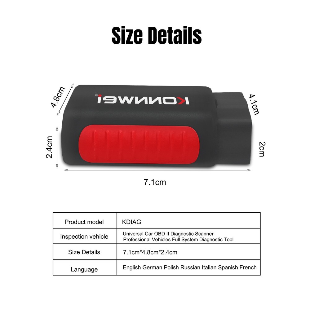 KONNWEI KDIAG Car OBD2 Reader Code Scanner Diagnostic ABS SRS Tool