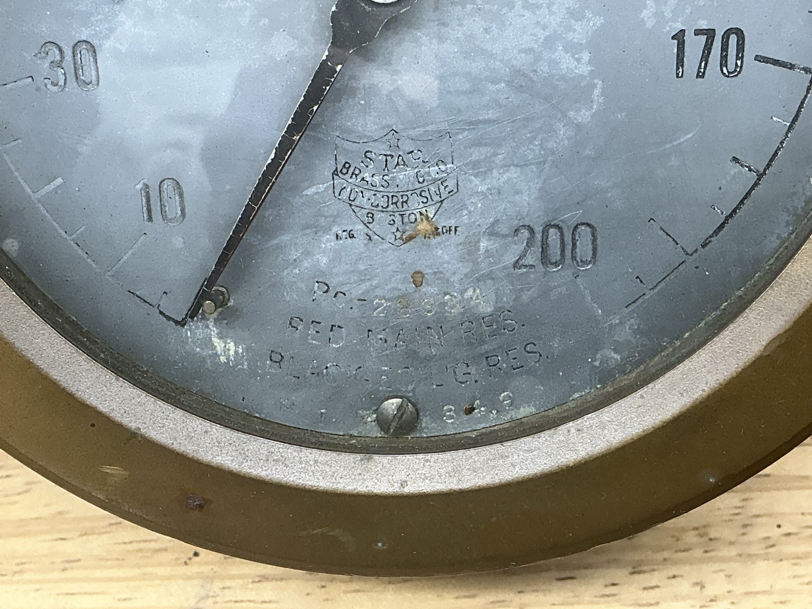 Westinghouse Steam Pressure Gauge 6” Diameter Dual Needles Solid Brass Case