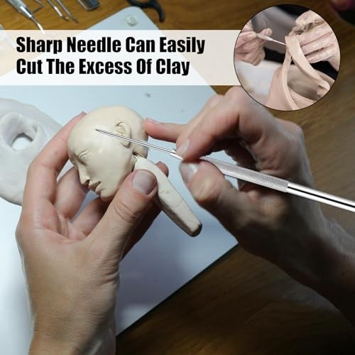Lainballow 50 pcs Clay Needle Tools, Clay Modeling Tools, 6 in Ceramic Needle