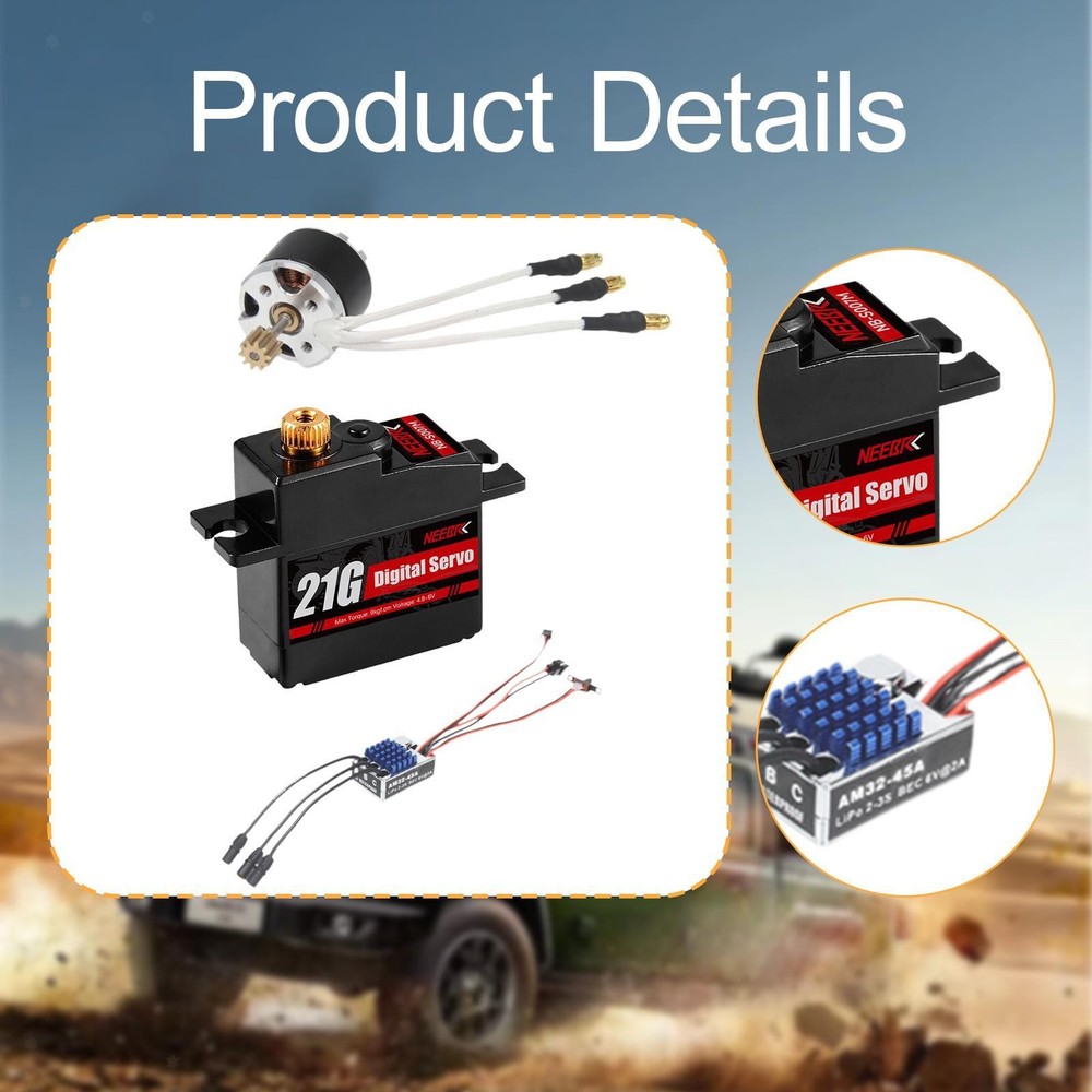 Brushless Motor with ESC Set 1/12 Scale Reliability Practical Convenient