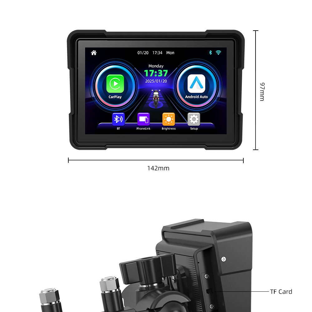 Universal Portable Linux Motorcycle Navigation 5"IPS Screen IP67 Carplay BT5.0