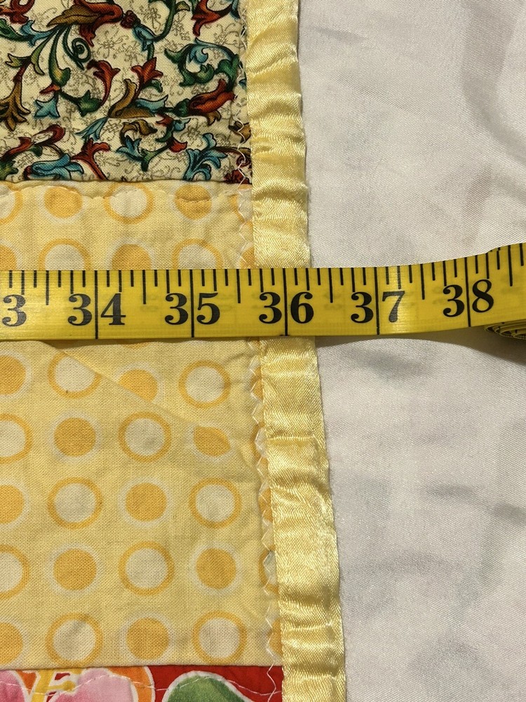 Handmade Patchwork Quilt Throw 47”x36”Yellow ,Multicolor ,floral