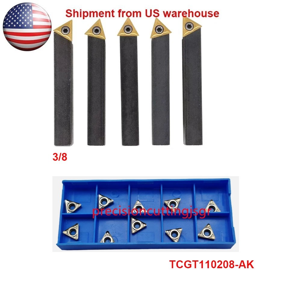 5 pc 3/8" Lathe Indexable Carbide Insert + 15PC Turning Tooling Bit Holder Set