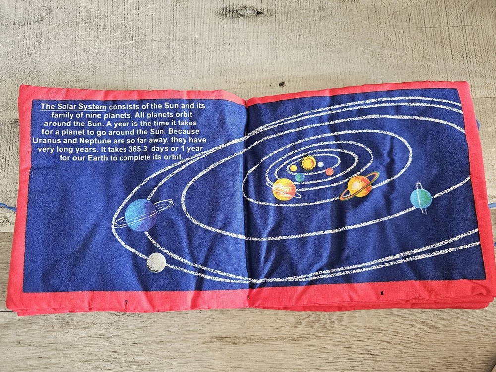 Exploring The Solar System Outer Space Fabric Panel Quilted Book Educational G20