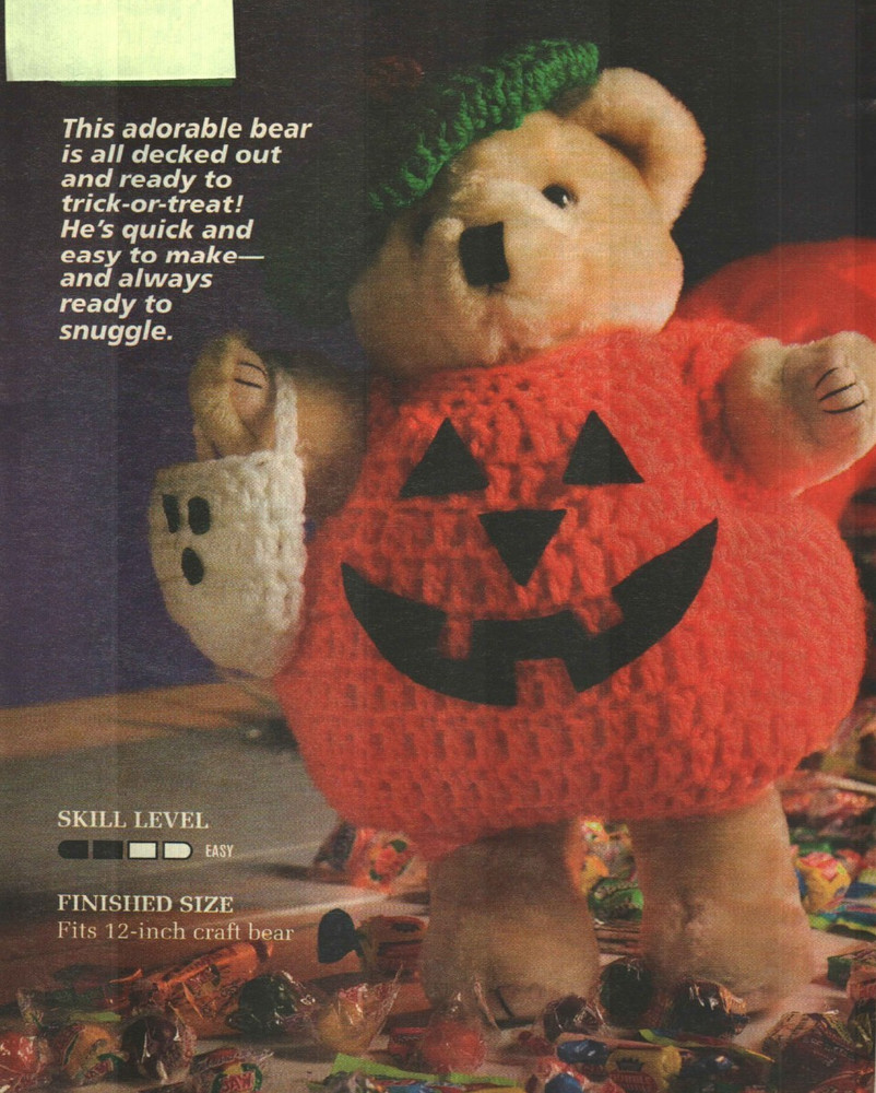 LIL' BOO BEAR HALLOWEEN DIGEST SIZE CROCHET PATTERN INSTRUCTIONS