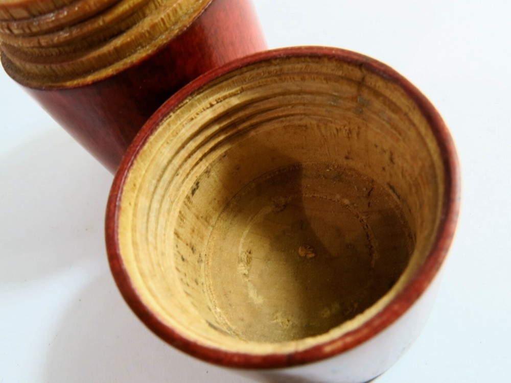 Antique Turned Box Shaped Treenware Drill Bit/Punch Storage Container—Refinished