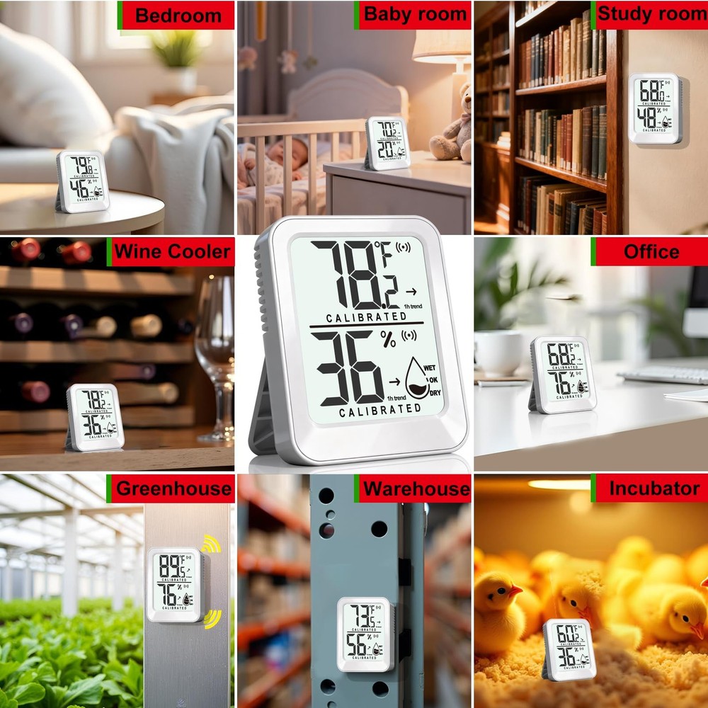 AyayaBoss 3 Pack Room Mini Temperature Humidity Meter 3 - White
