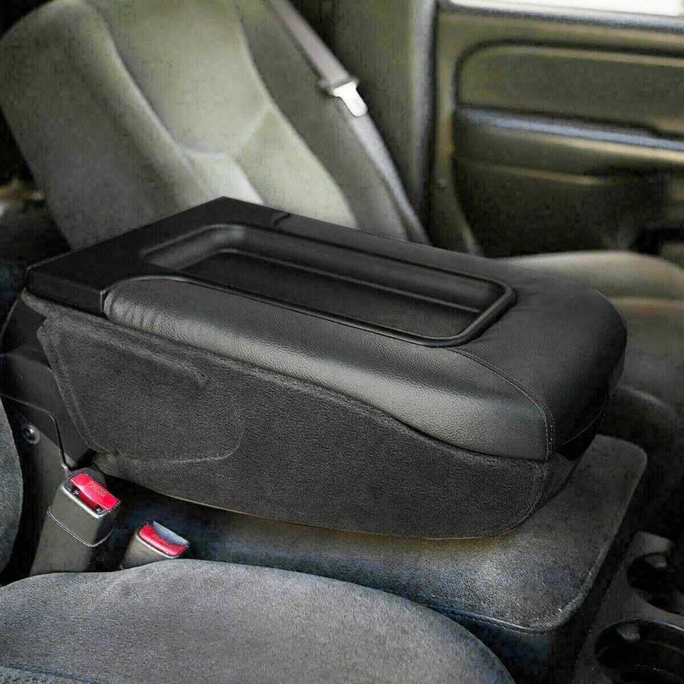 Center Console Lid Kit Arm Rest for 99-07 Chevy Silverado GMC Sierra Black 1999