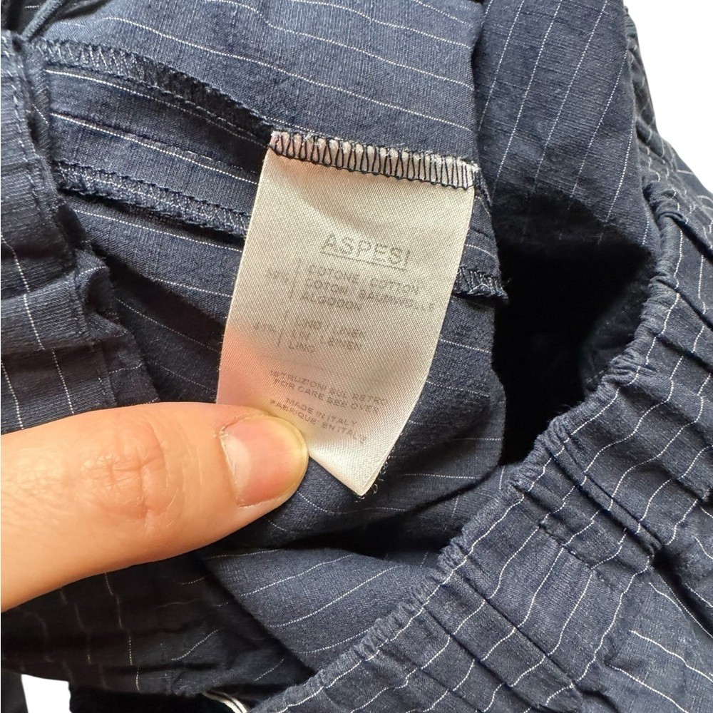 Aspesi Pinstripe Trousers Size 40 (US 4) Cotton/Linen Blend