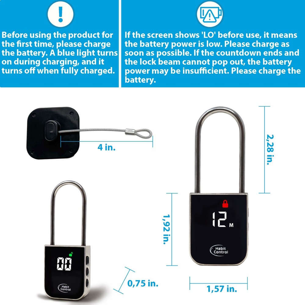Habit Control Time Lock for Refrigerators, Cabinets & Drawers - Timer Padlock