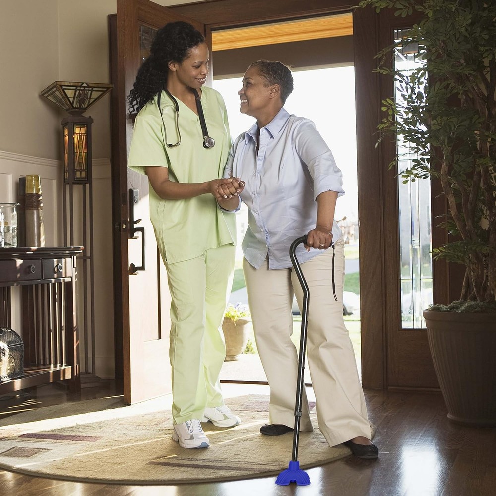 Cane Tips, Self Standing Quad Base for Walking and Folding Canes, 4 Prong Hea...