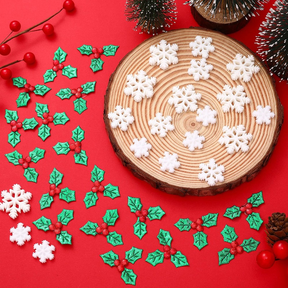 Jetec 150 Pcs Tiny Resin Christmas Snowflake Decorations Small, White, Green