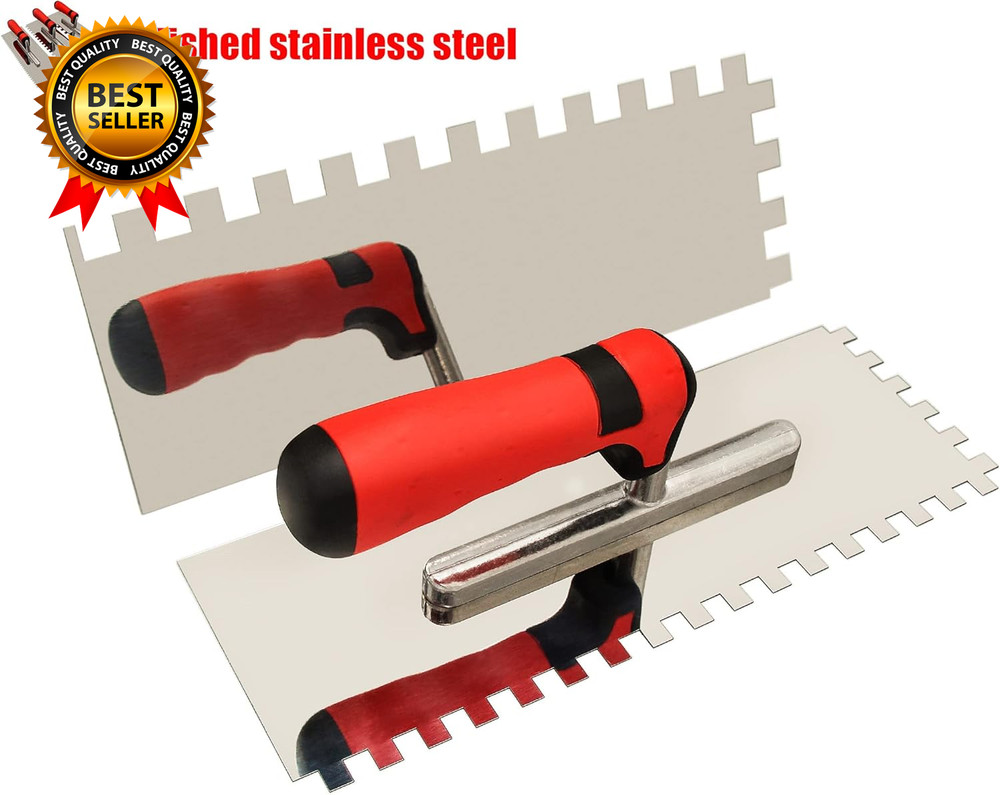 Tile Tools Stainless Steel Square Notched Trowel Set 3 PC