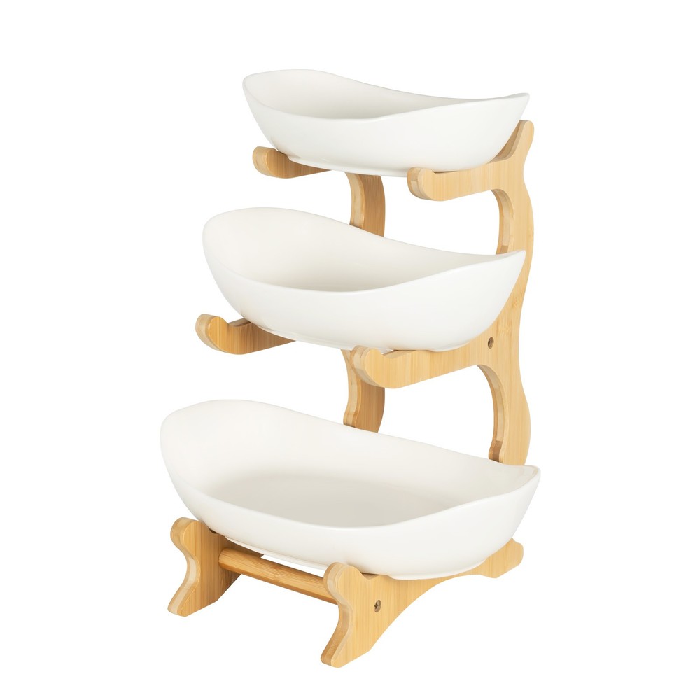 3 Layers Kitchen Fruit Tray White Storage Rack Vegetable Snack Candy Rack Holder