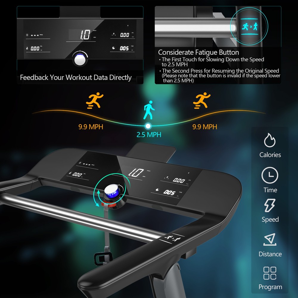 Superfit Electric Jogging Machine Folding Treadmill Bluetooth10 Preset Programs