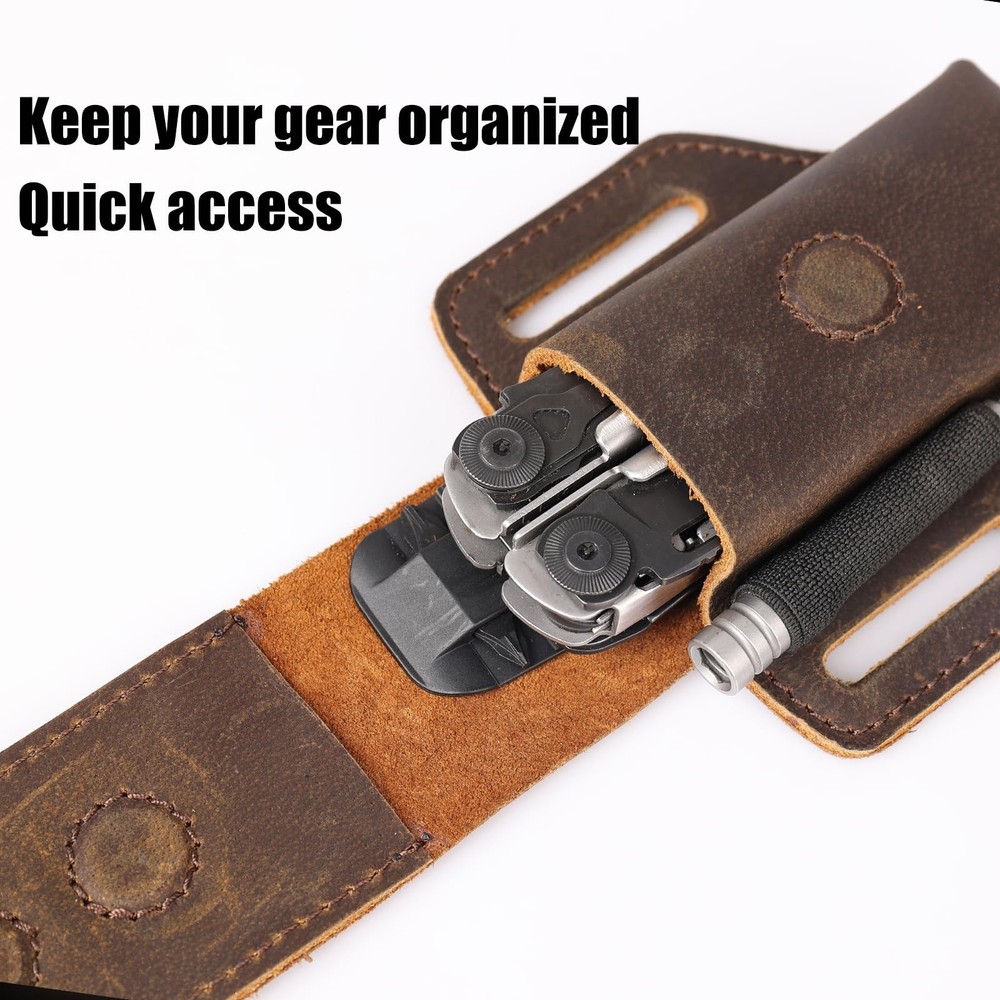 Topstache Leather Multitool Sheath for Belt - Holder - Darkbrown