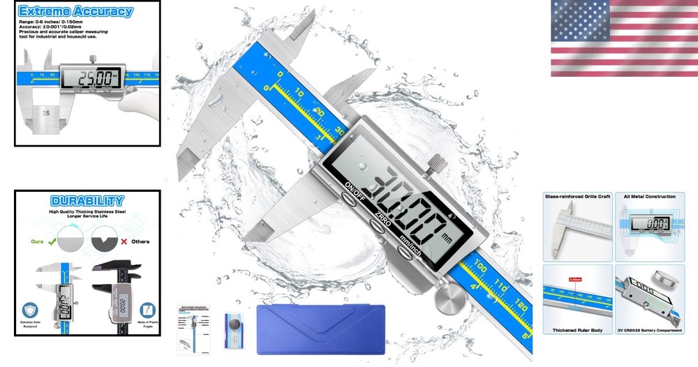 Durable Digital Measuring Tool - 6" Stainless Steel Caliper with Protective Case