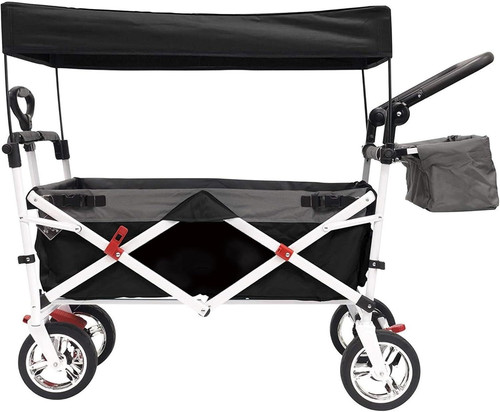 Creative Outdoor Push Pull Folding Wagon for Cargo | Beach Park Garden Black