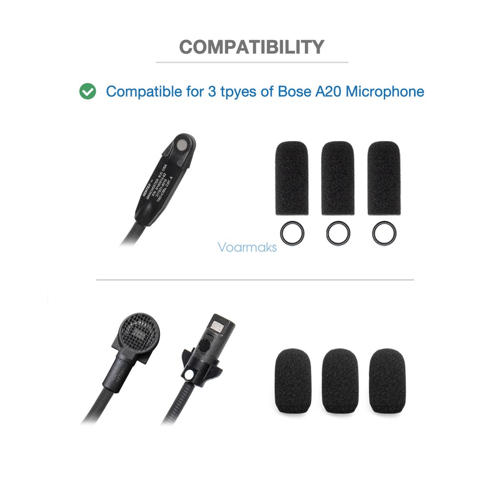 Mic Cover Replacement Kit For BOSE A20/A10/A30High-Density Windscreen 2Packs