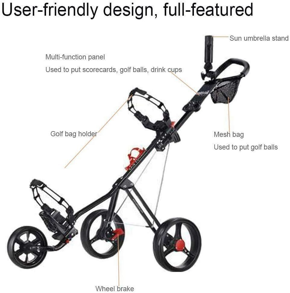 Hoveroid Foldable Golf Push Cart, Light Weight Suitable Golf, 11.5-Black