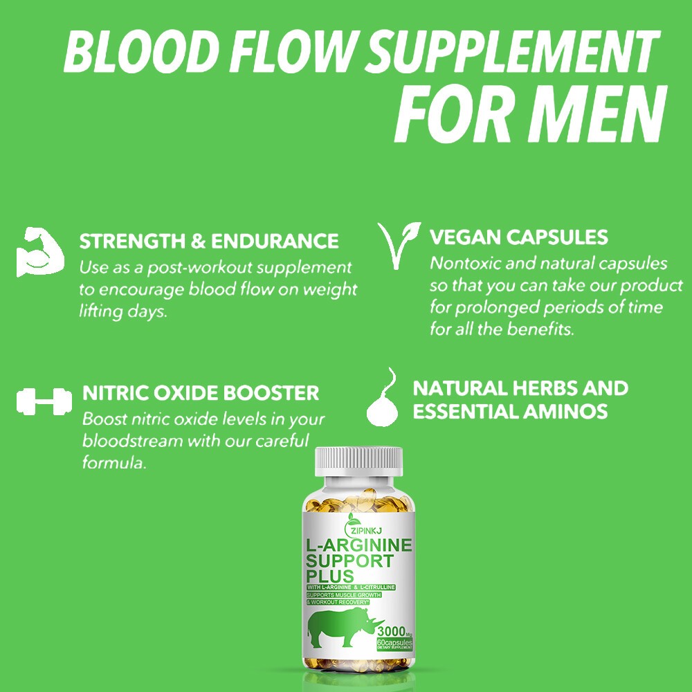 L-Arginine L-Citrulline 3000mg Extra Strength Nitric Oxide & Circulation Boost