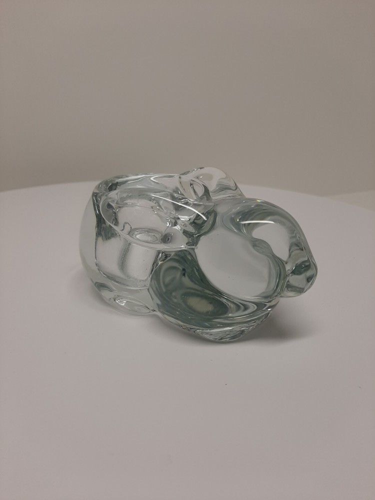 Clear Glass Easter Bunny Candy Trinket Candle Holder Table Decor Container C14
