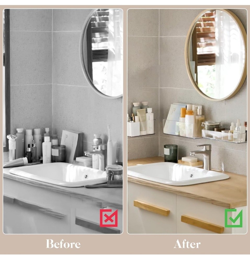 2 Pcs Clear Shower Shelf, Large Bathroom