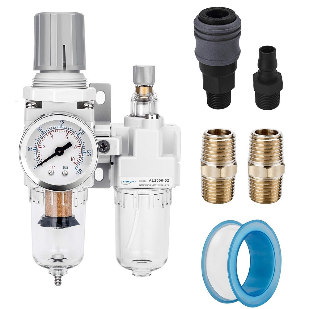 1/4" NPT Air Filter Regulator Lubricator Combo