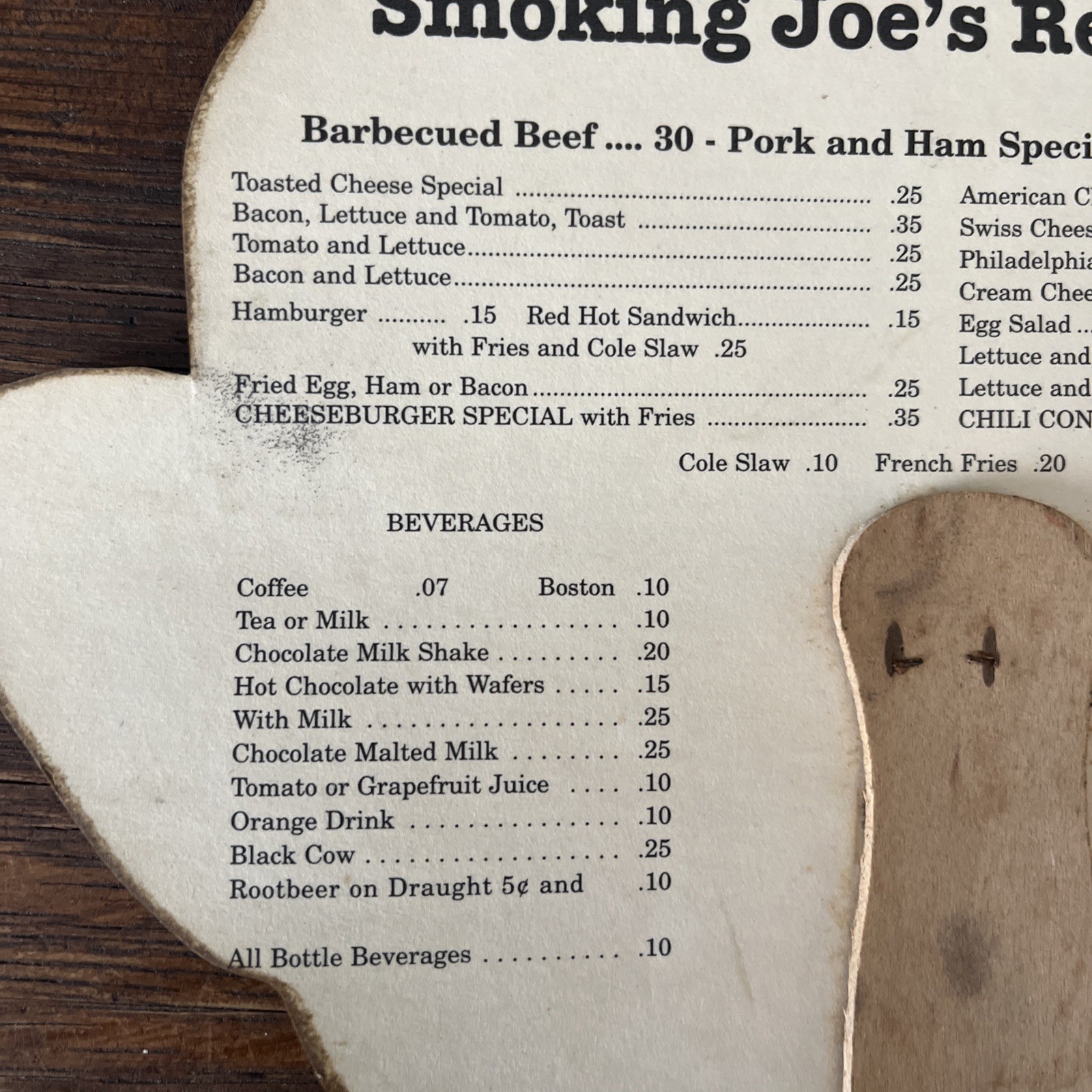 Vintage Smoking Joe’s Restaurant Advertising Menu Hand Fan Mask