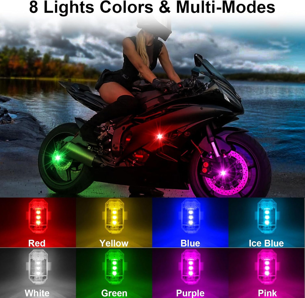 4PCS Wireless LED Strobe Lights with Remote Control, 8 Colors USB Rechargeable A