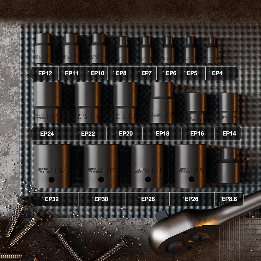 19pc External Torx Plus Socket Set EP4-EP32 1/4 3/8 1/2 Drive Auto Tool Kit