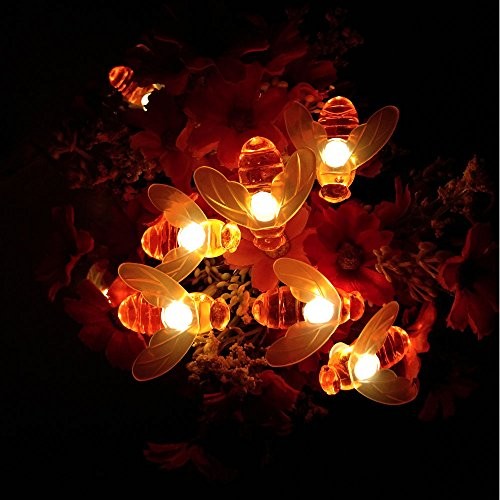 Plug-in Bee String Lights, 33Ft 100 Led Bee Shape Fairy Lights 8 plug 100leds