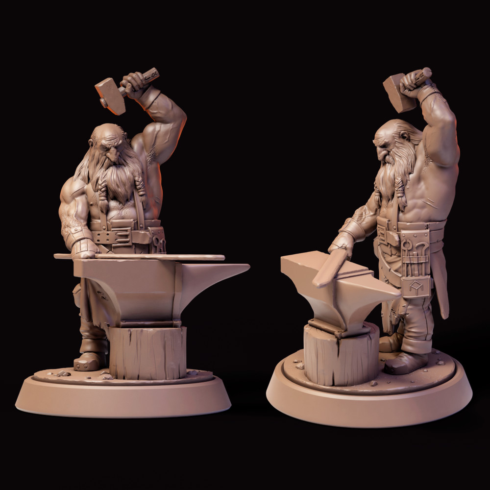 D&D Uten Dwarf Blacksmith 32mm Scale Mini TTRPG