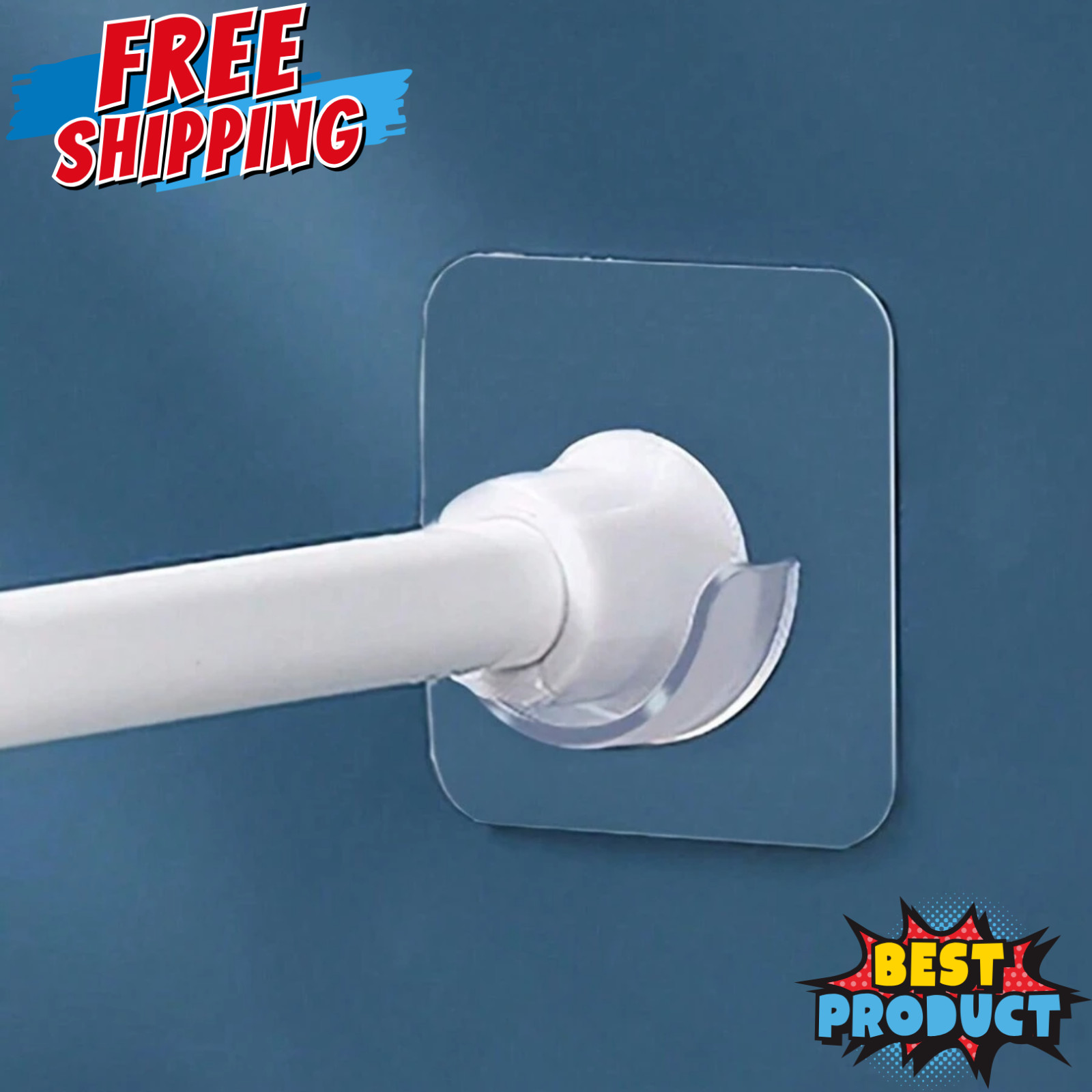 Adhesive Shower Curtain Rod Holder 4pcs Wall Mount Transparent Tension Bracket