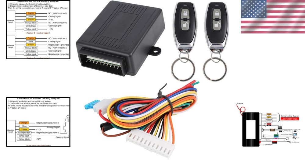 12V Vehicle Keyless Entry Kit - Remote Lock Unlock Trunk