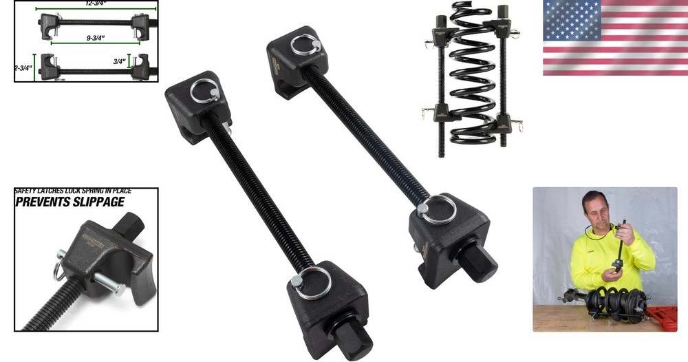 Universal 2-Piece Strut Spring Compressor - Safely Compress MacPherson Springs