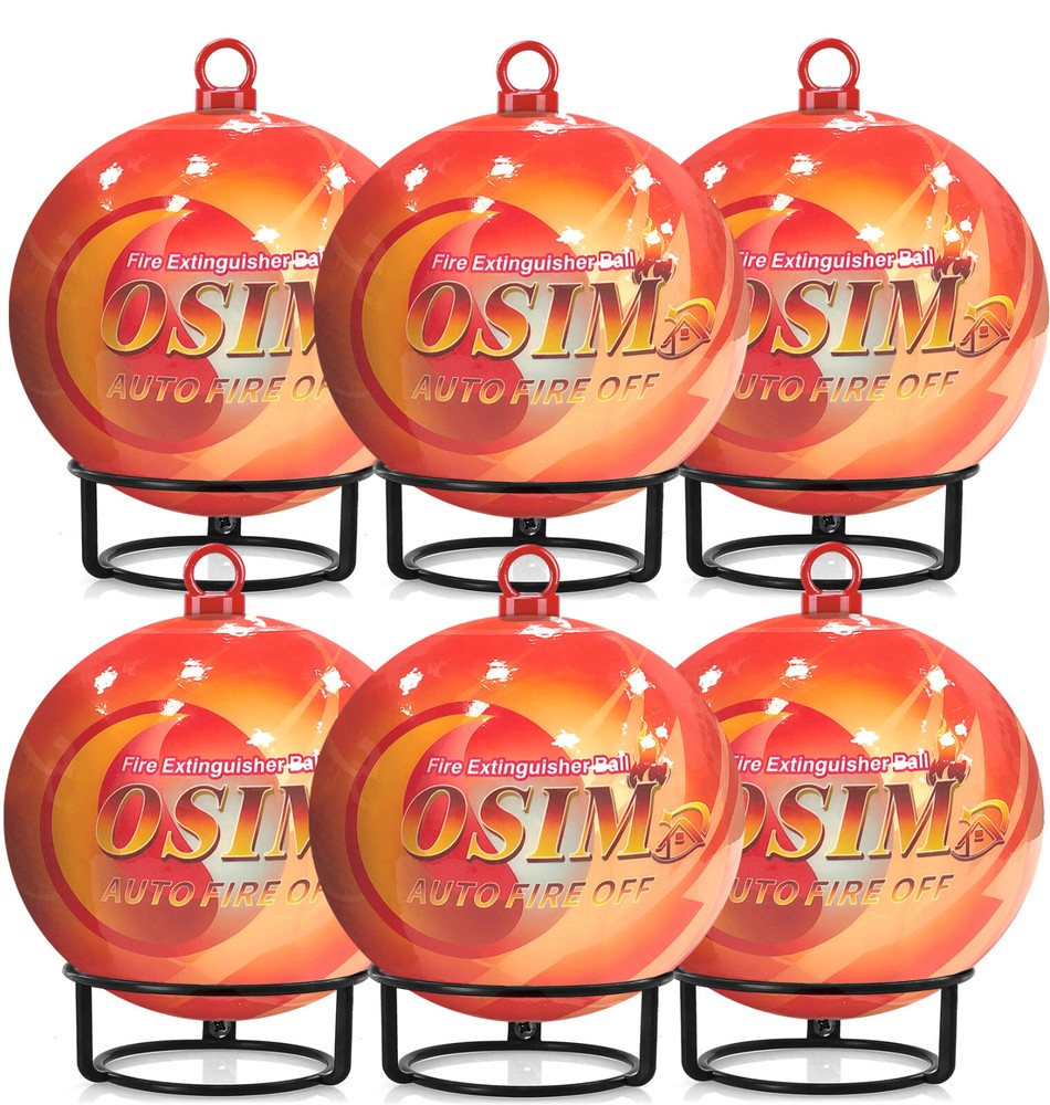 6 PACK Portable Automatic Fire Ball Extinguisher with Bracket and Hook Mount