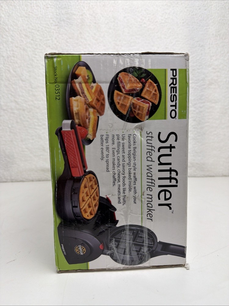 Presto 03512 Stuffler Stuffed Waffle Maker Belgian Large Black Open Box