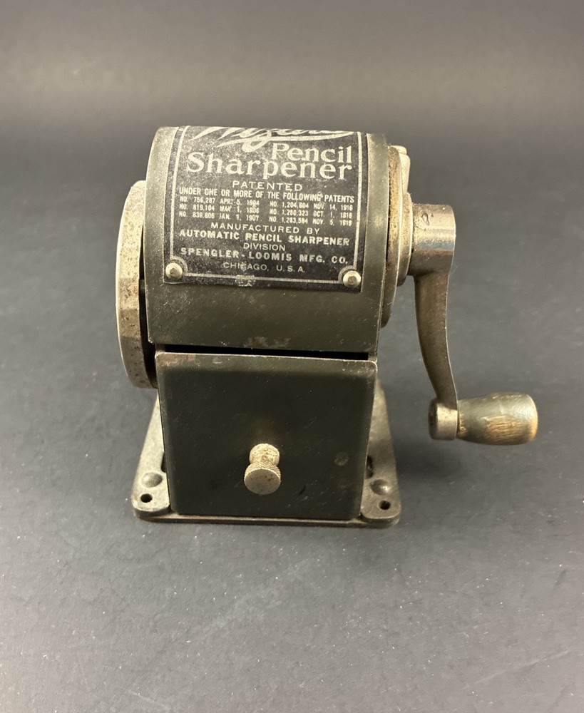 Antique 1920s "WIZARD" Automatic Pencil Sharpener Heavy Metal