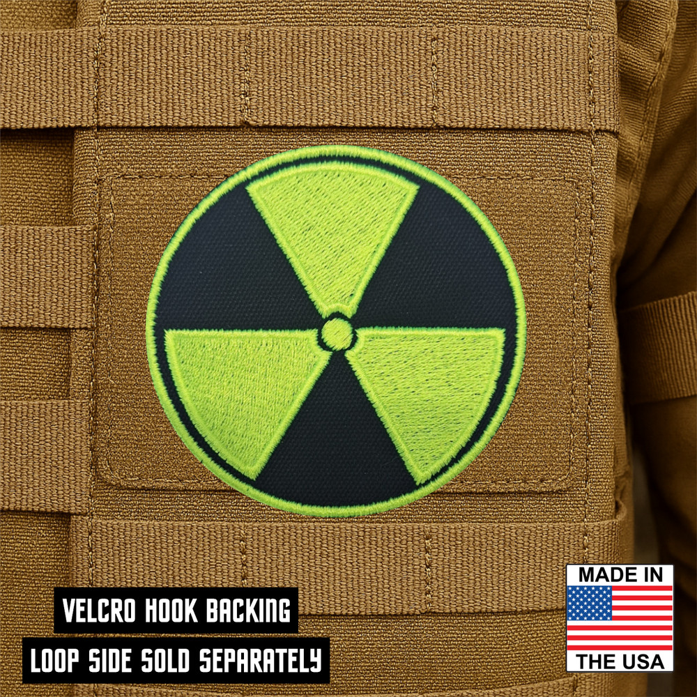 Radioactive Nuclear Fallout Embroidered Morale Patch, Gamer - 3", Hook & Loop