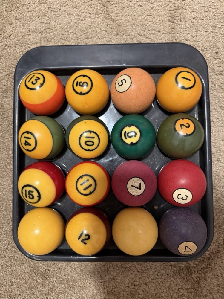 Incomplete Billiard Ball Set with Tray