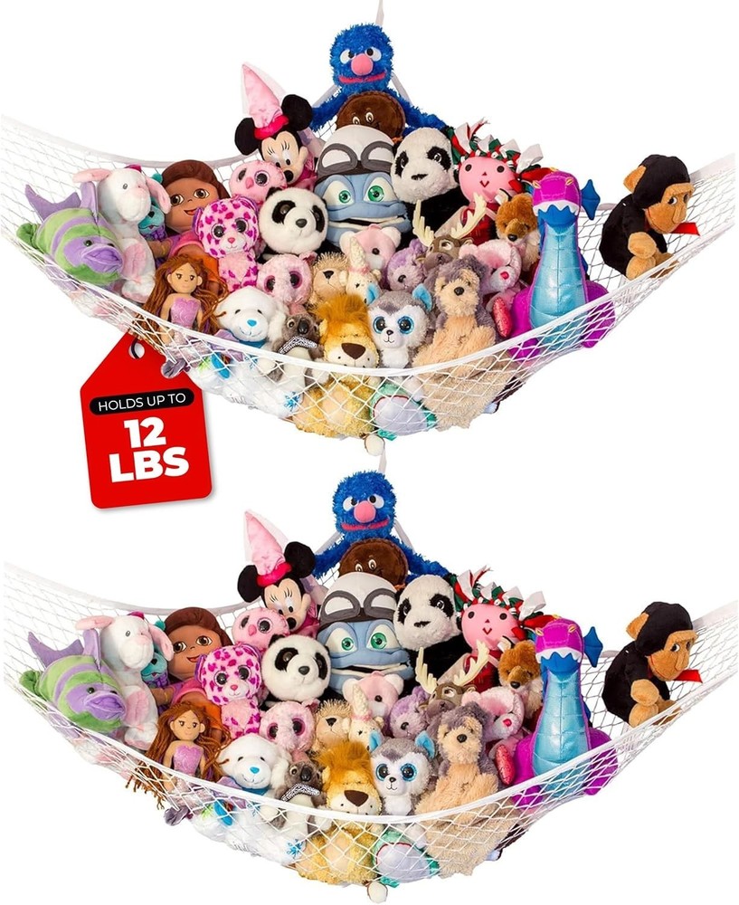 Durable Polyester Stuffed Animal Hammock: Space-Saving Corner Solution - 2 Pack