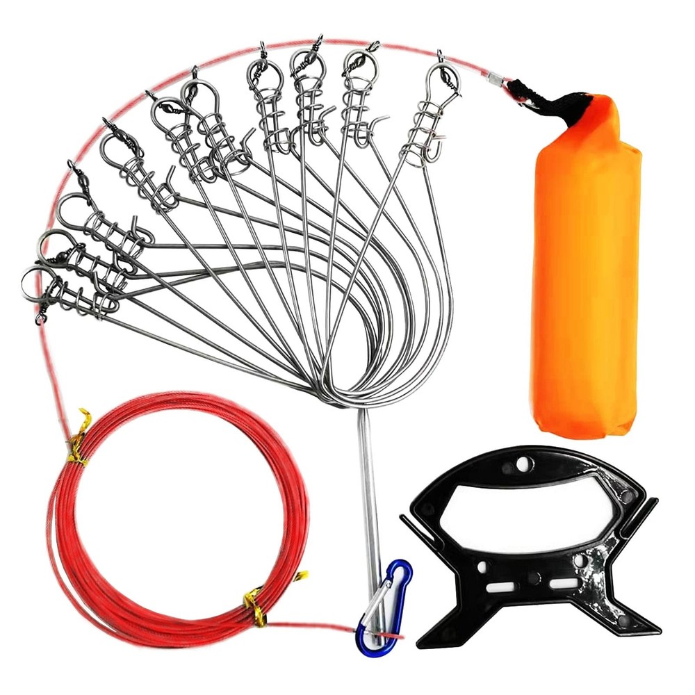 Stainless Steel Fish Stringer Clip with Float and Plastic Handle - Big 5m