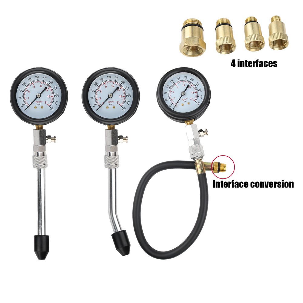 8-Piece Gasoline Engine Compression Tester Kit Universal Cylinder Pressure Tool